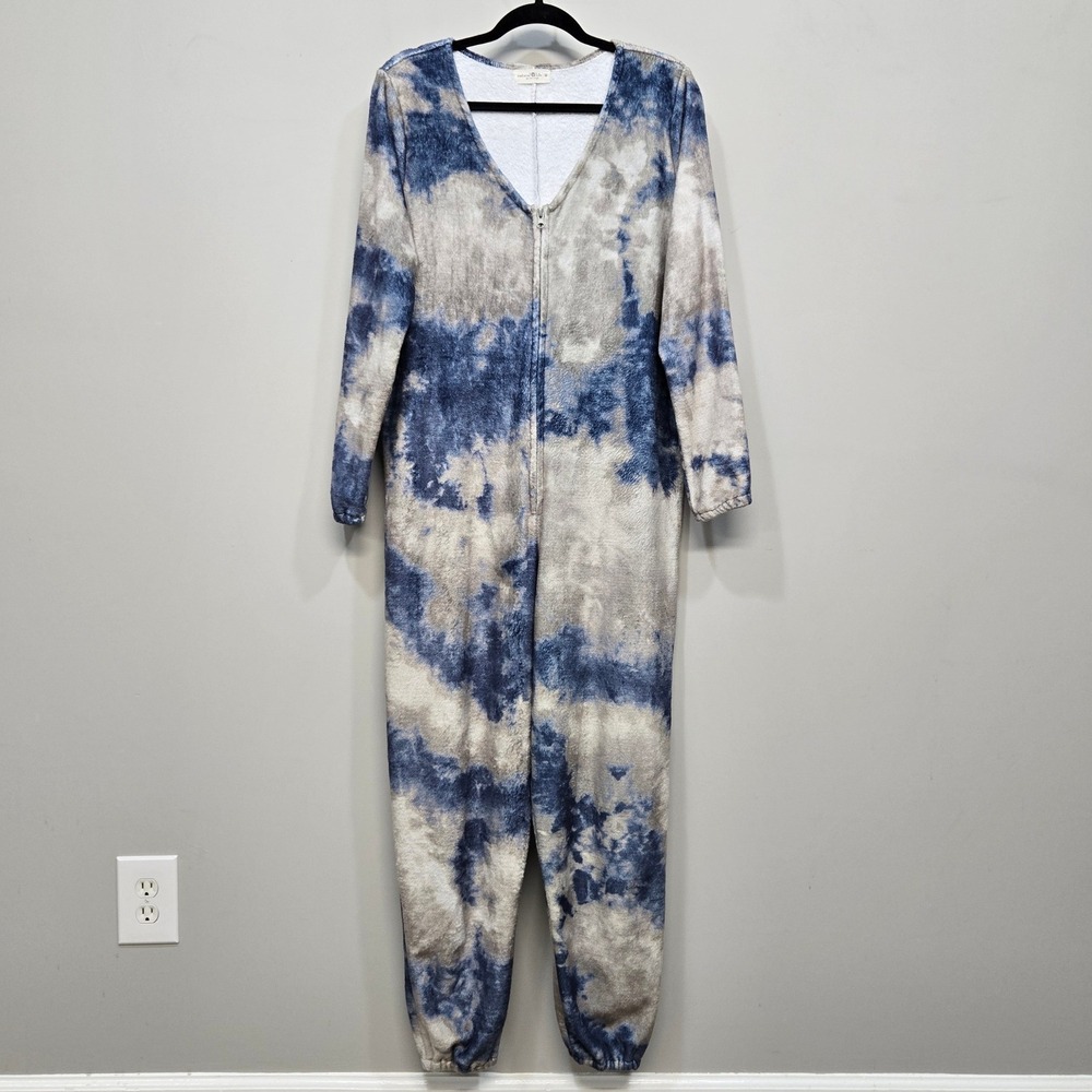 Natural Life Fleece Onesie Medium Tie Dye Plush Zip‎ Pajama Jumpsuit Cozy Soft